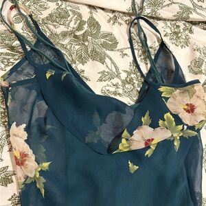 Blue Floral Sheer Midi Y2K Dress